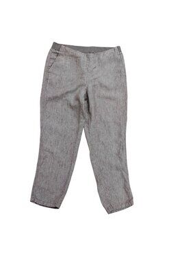 J. JILL Love Linen Womens S Tan Cropped Ankle Pant Elastic Waist Pockets